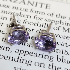 VTG 3cts Tanzanite Lavender Indigo 8x6mm 925 Stud Earrings, Our Last Pair